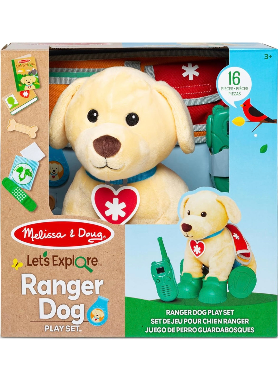 Melissa & Doug Let’s Explore™ Ranger Dog Plush with Search and Rescue Gear Search and Rescue Dog Stuffed Animal for Kids Ages 3+