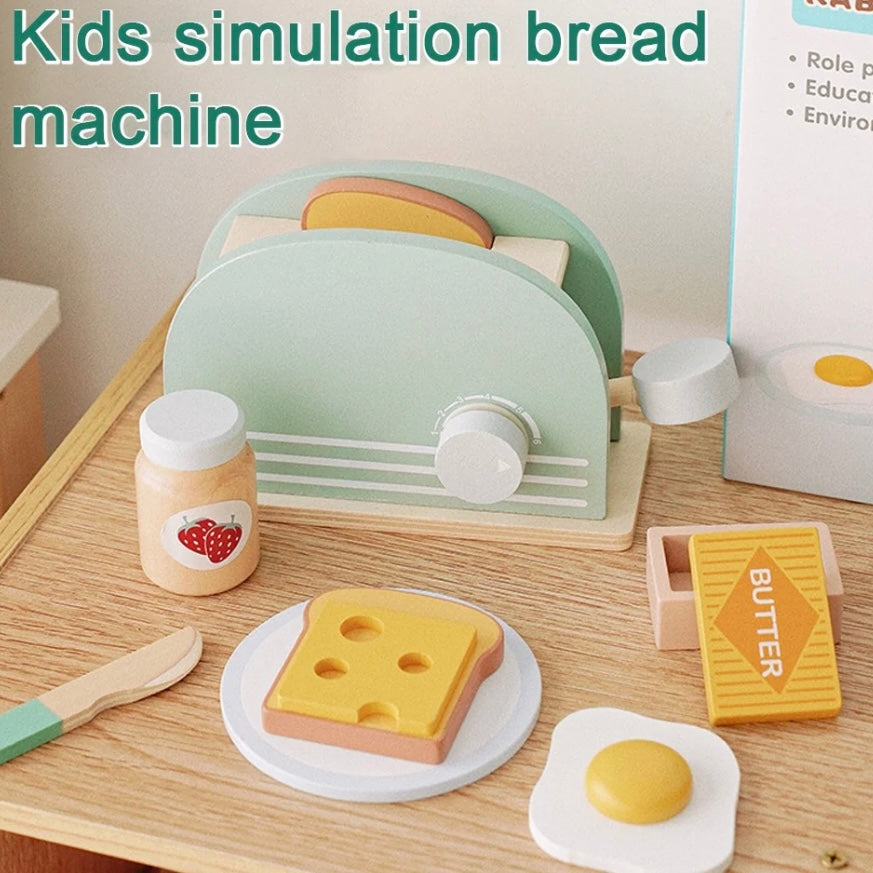 Wooden Toy-Pop up Toaster Play Kitchen Playset (11 pieces)