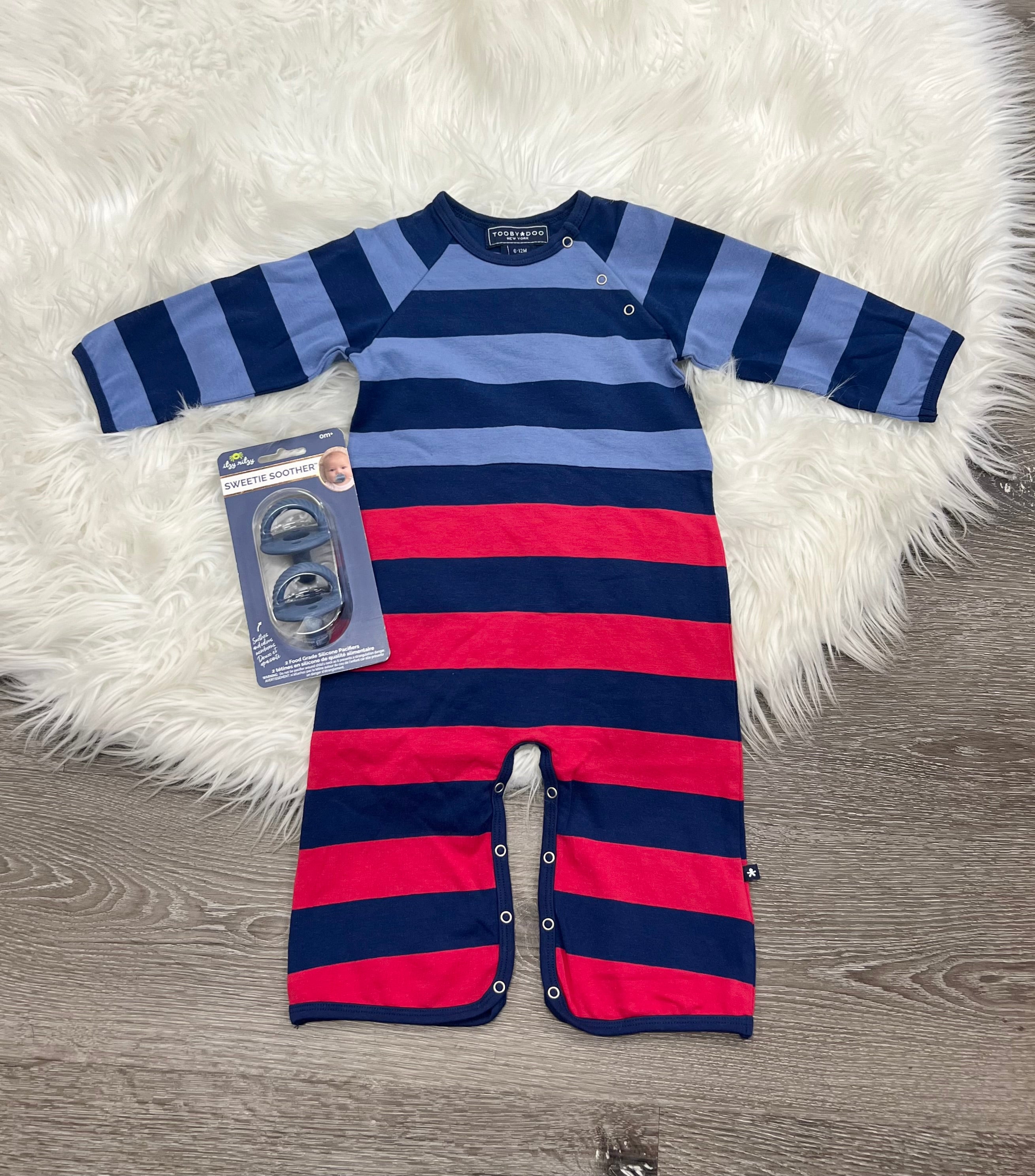 Toobydoo Blue And Red Striped Jumpsuit