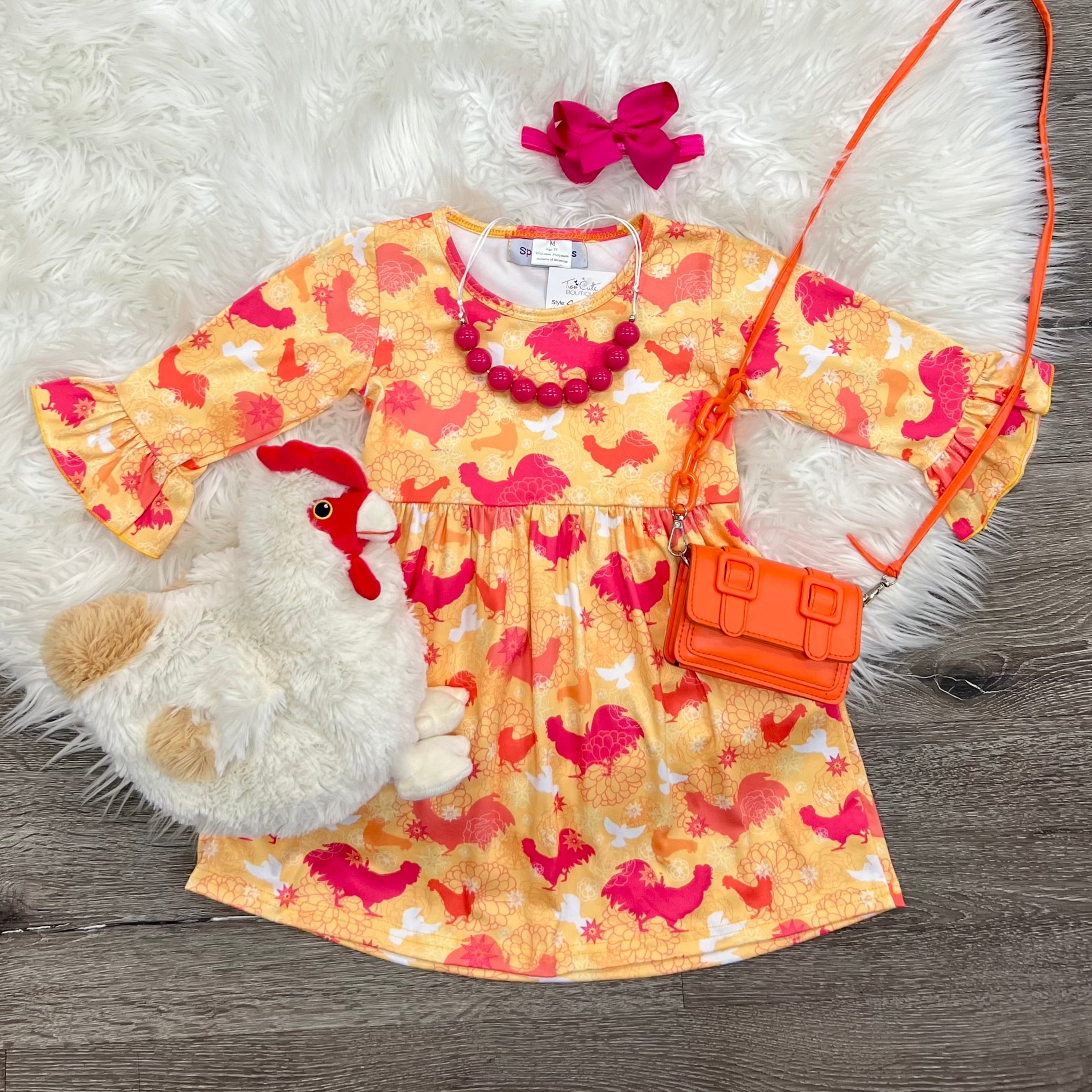 Sunset Chickens Dress