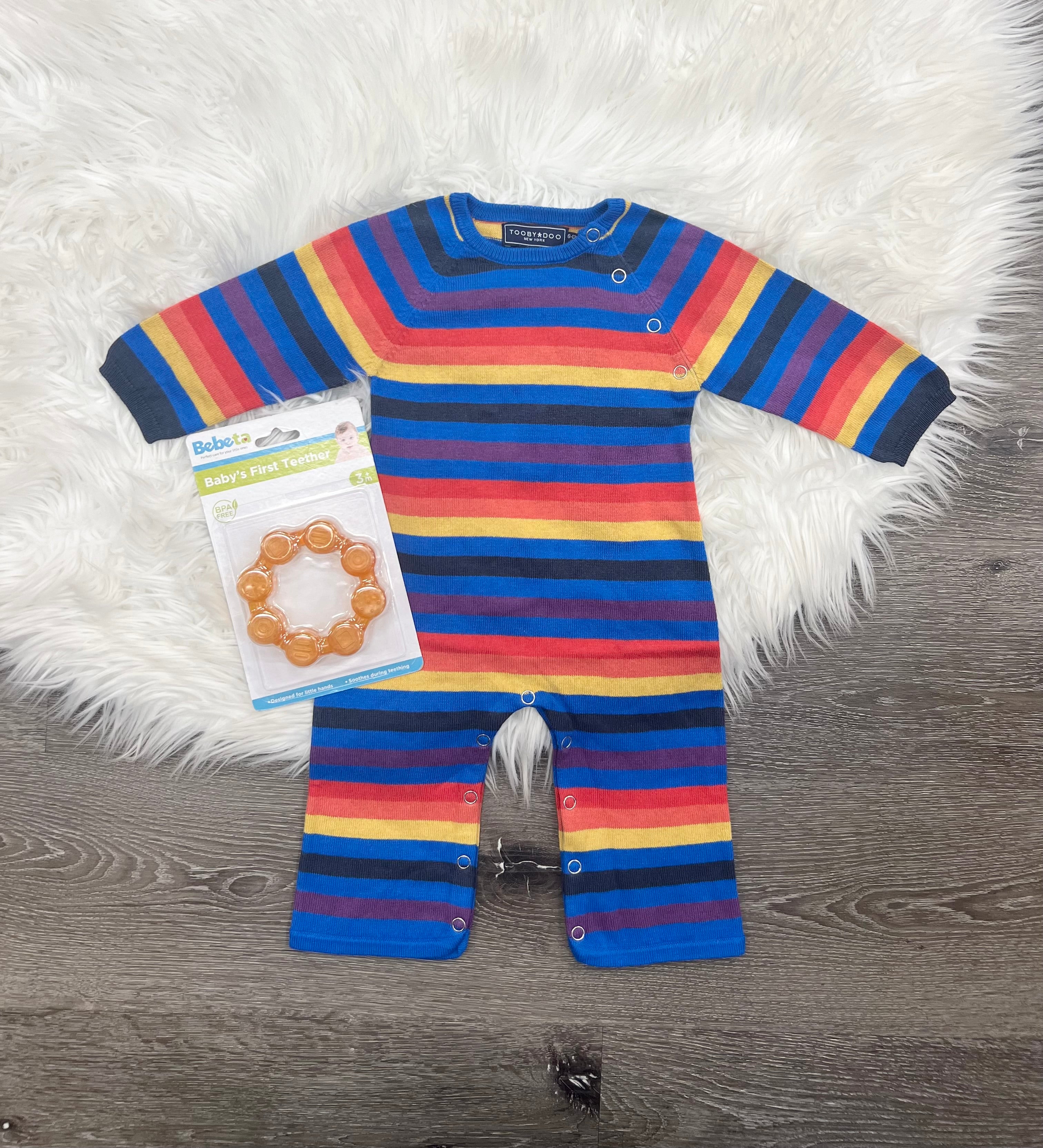 Toobydoo Multi Colored Striped Cotton Cashmere Sweater Jumpsuit B10295