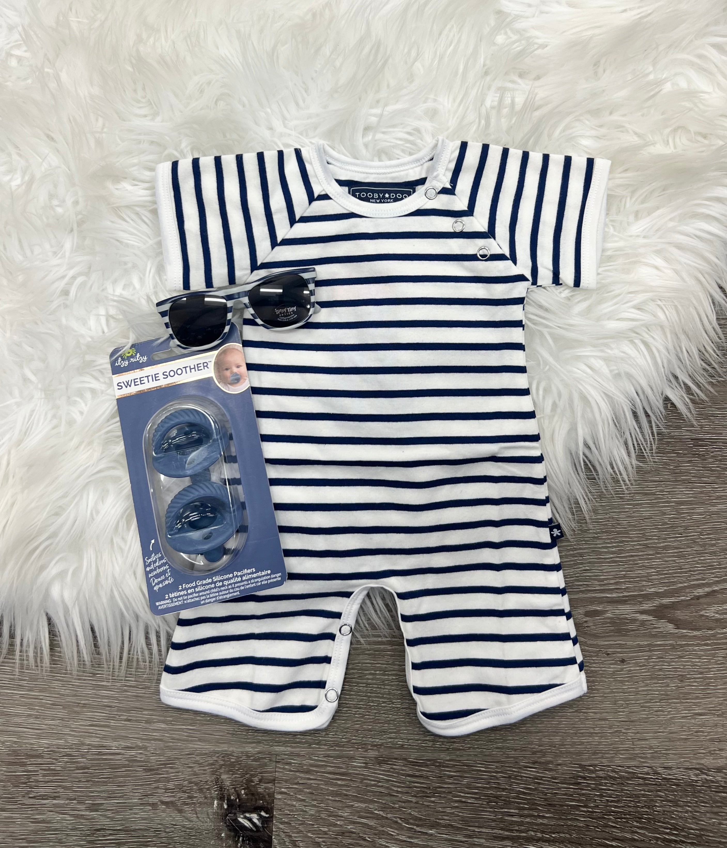 Toobydoo Chelsea Navy Striped Shortie Jumpsuit