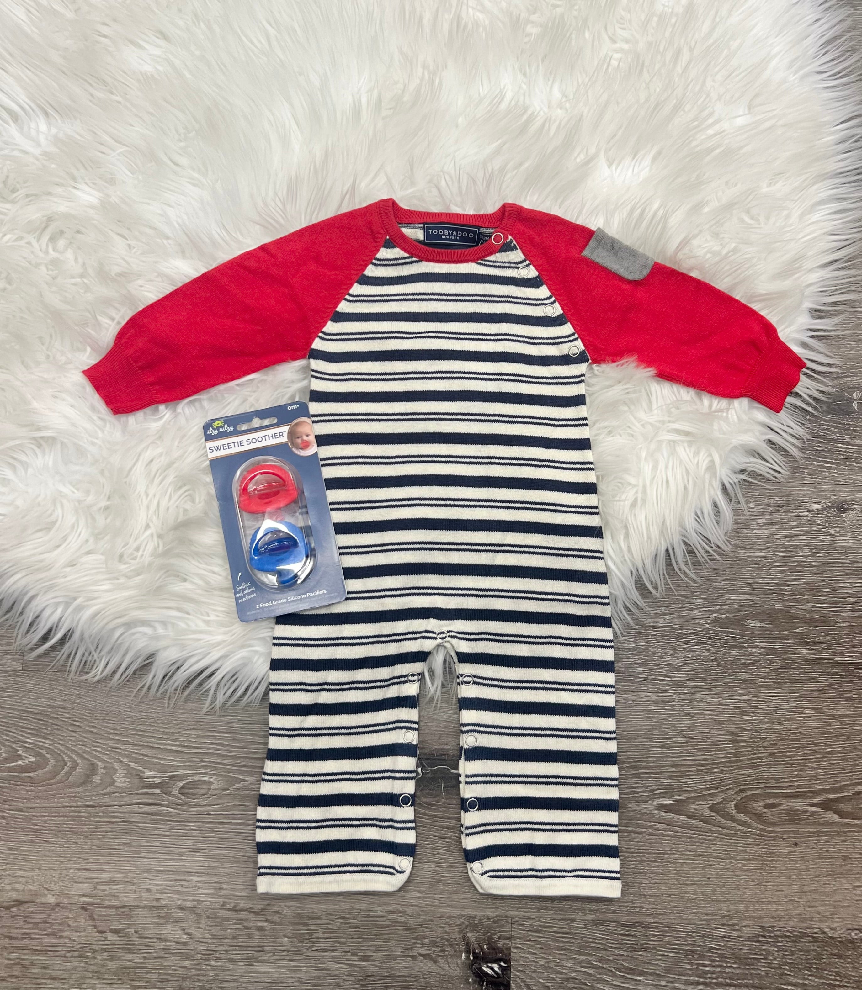 Toobydoo Cotton Cashmere Striped Layette Sweater Jumpsuit B10172