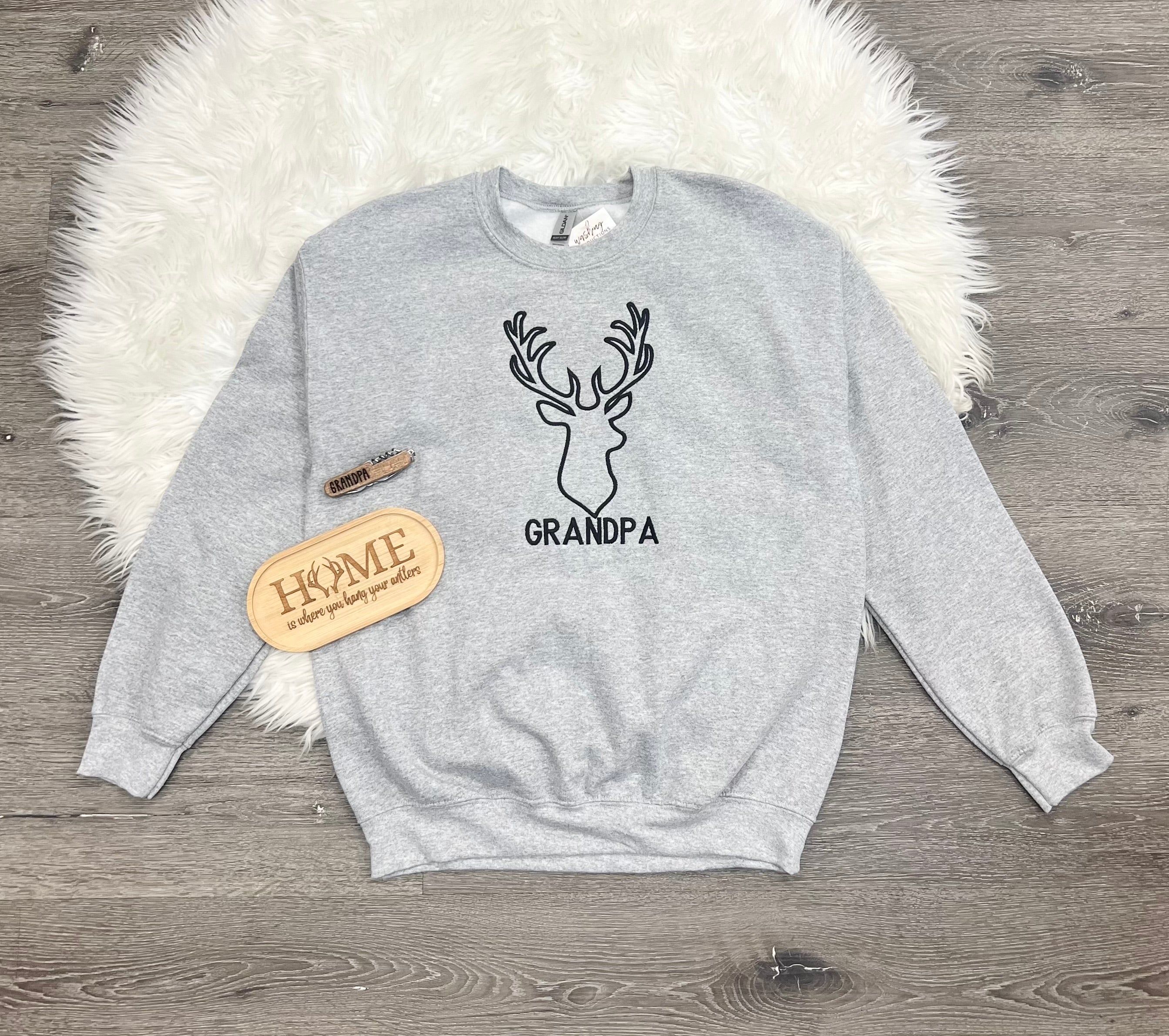 Embroidered Grandpa Deer Sweatshirt