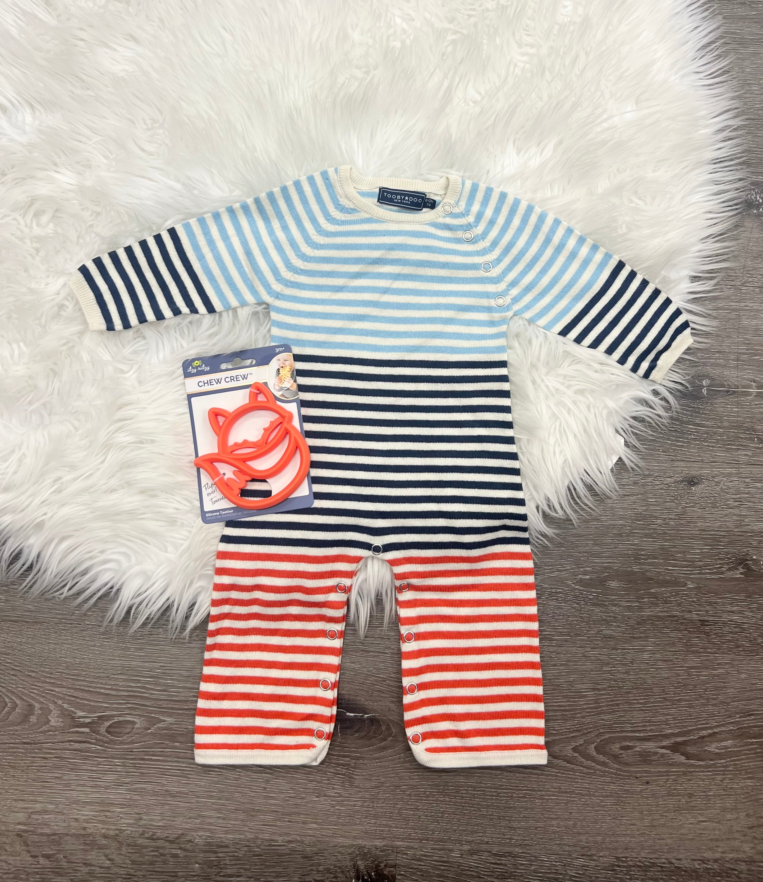 Toobydoo Multi Colored Striped Cotton Cashmere Sweater Jumpsuit