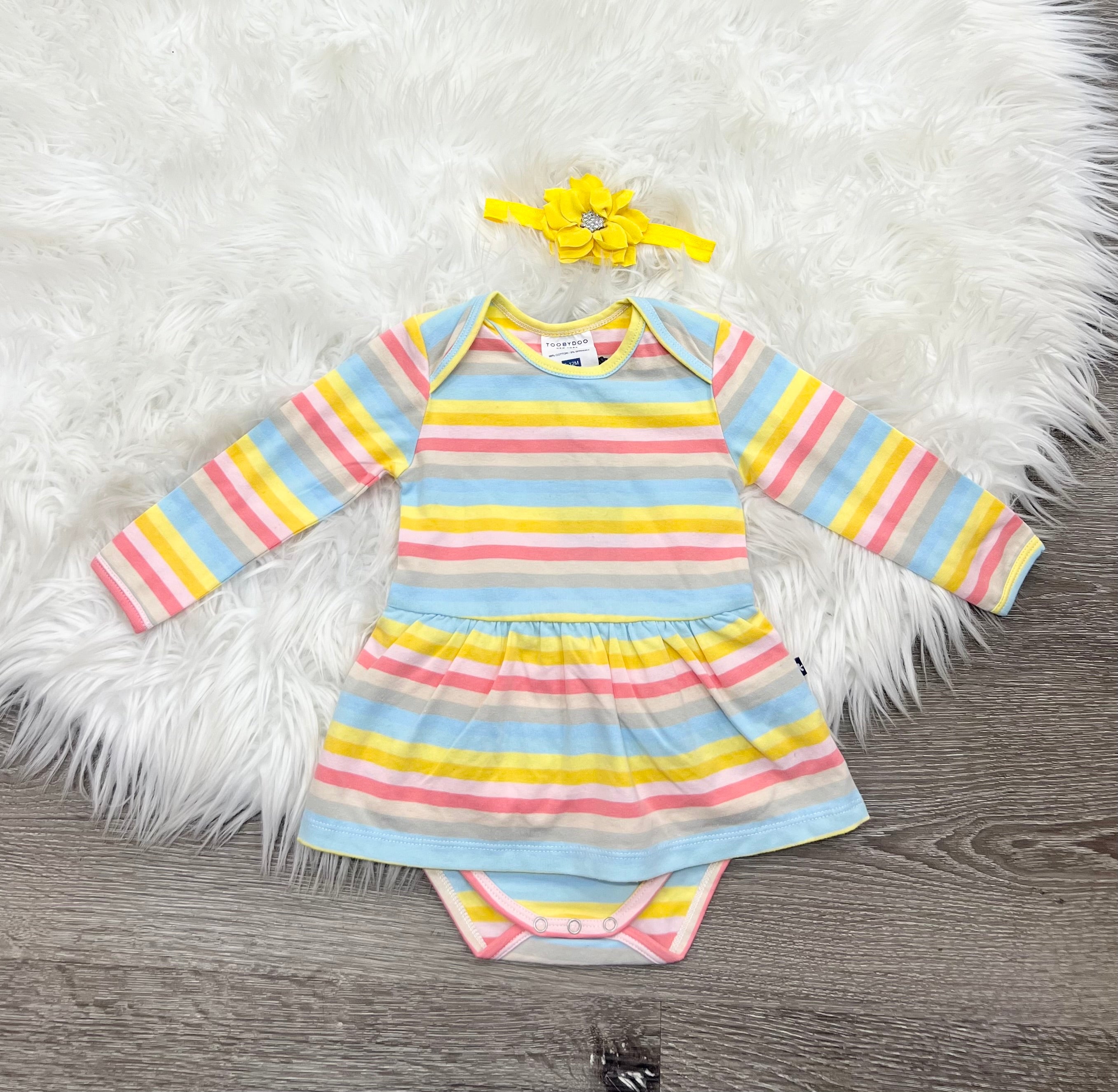 Toobydoo Multicolored Striped Bodysuit Dress B10541