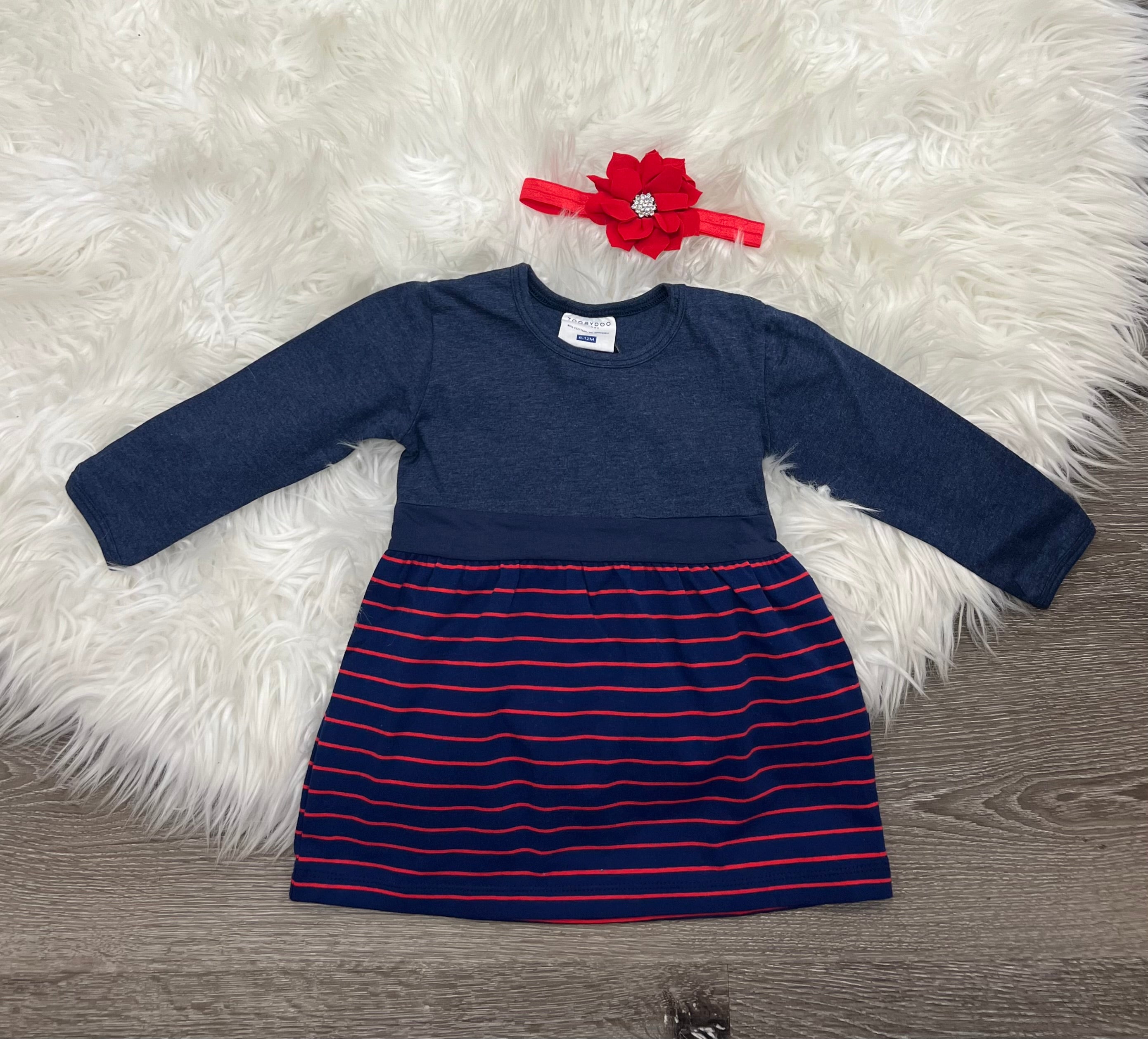 Toobydoo Blue & Red Striped Dress B20293