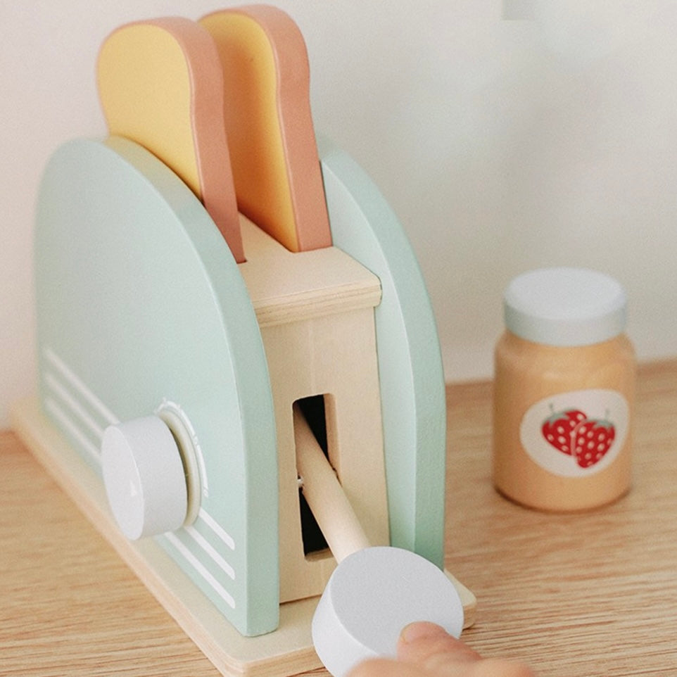 Wooden Toy-Pop up Toaster Play Kitchen Playset (11 pieces)