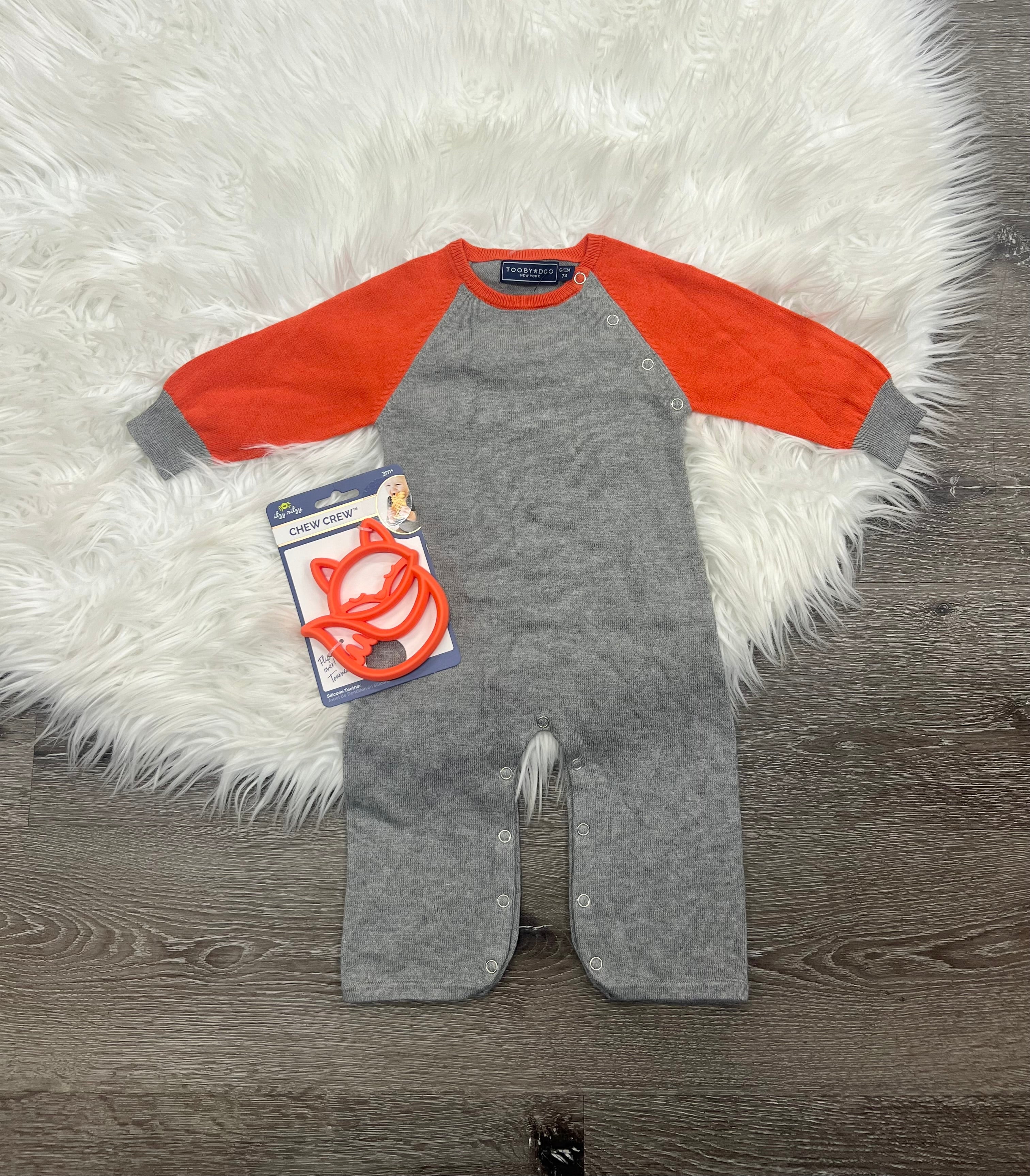 Toobydoo Grey & Orange Cotton Cashmere Sweater Jumpsuit