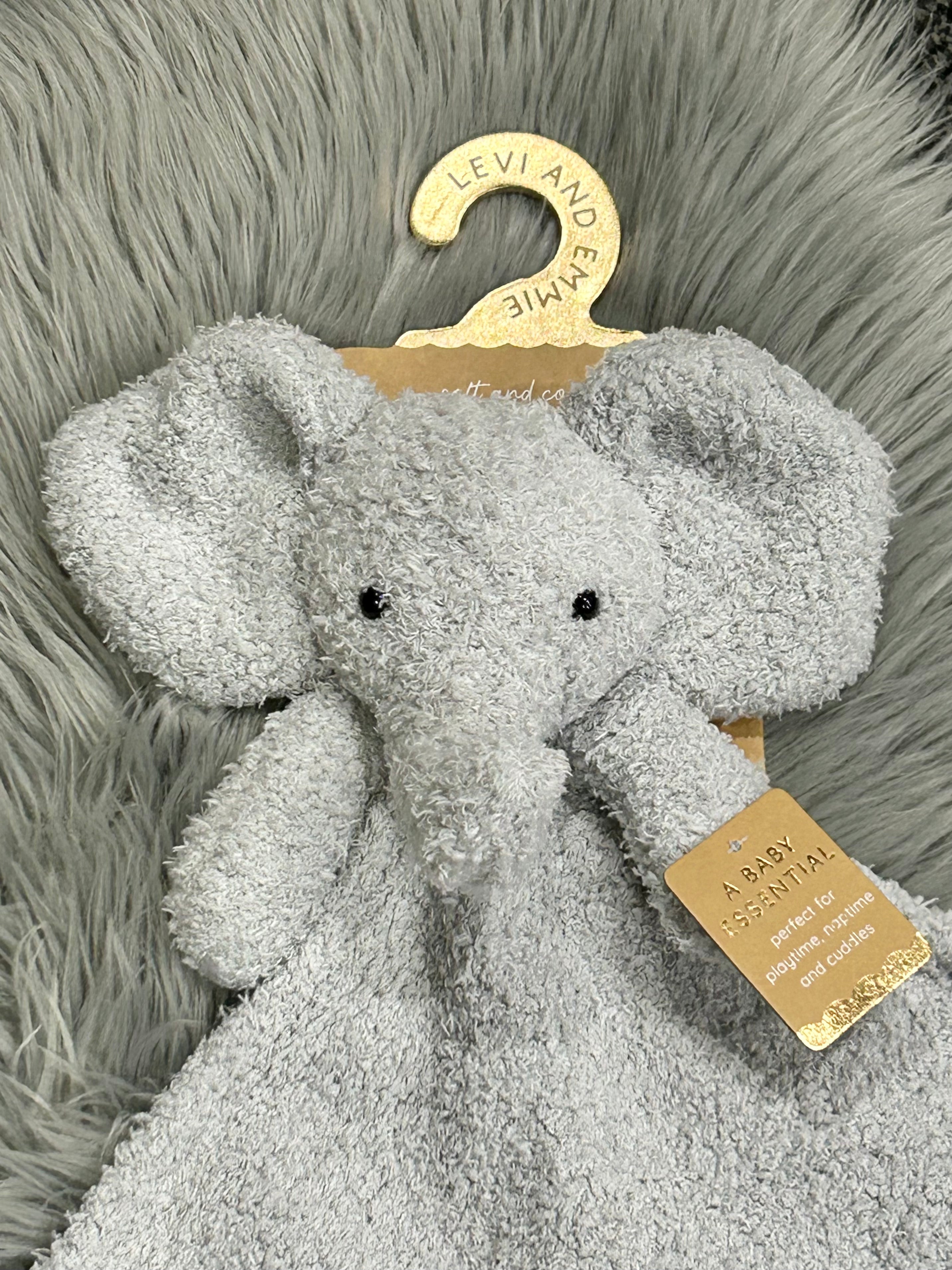 Levi And Emmie Feather Knit Grey Elephant Lovey