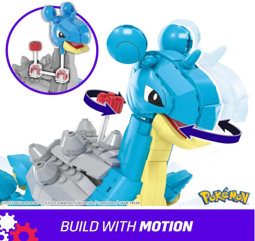 MEGA Pokémon Building Toys Set Lapras with 527 Pieces, Articulated and Poseable with Motion, 6 Inches Tall, for Kids