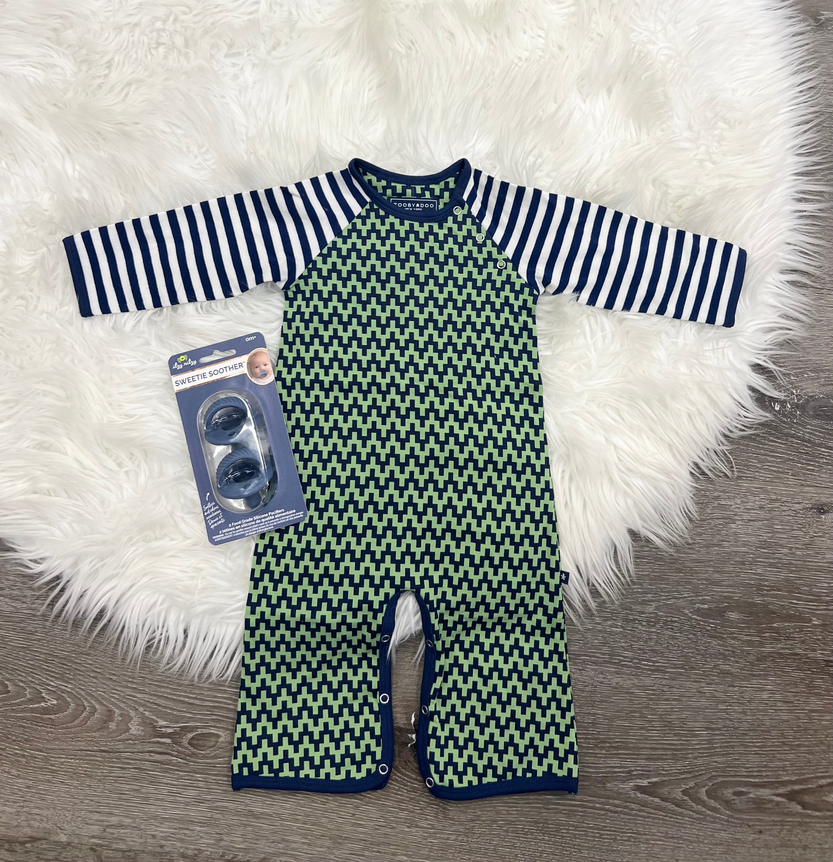 Toobydoo Green And Blue Patterned Jumpsuit