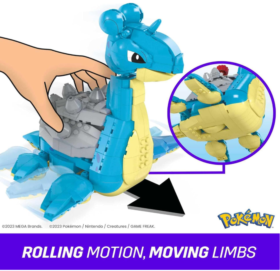 MEGA Pokémon Building Toys Set Lapras with 527 Pieces, Articulated and Poseable with Motion, 6 Inches Tall, for Kids