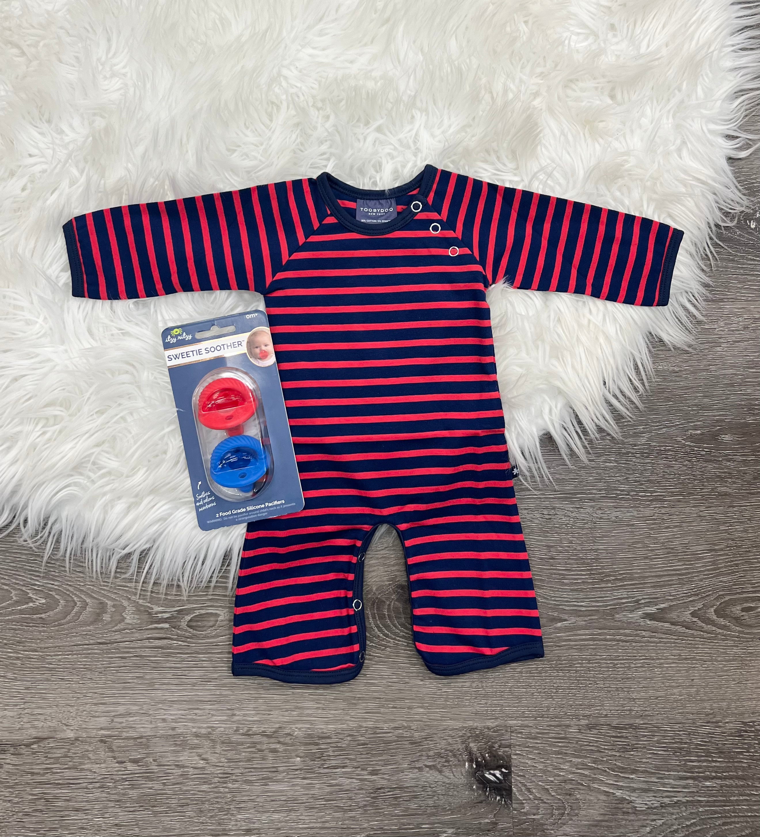 Toobydoo Red And Blue Striped Bootcut Jumpsuit B10270