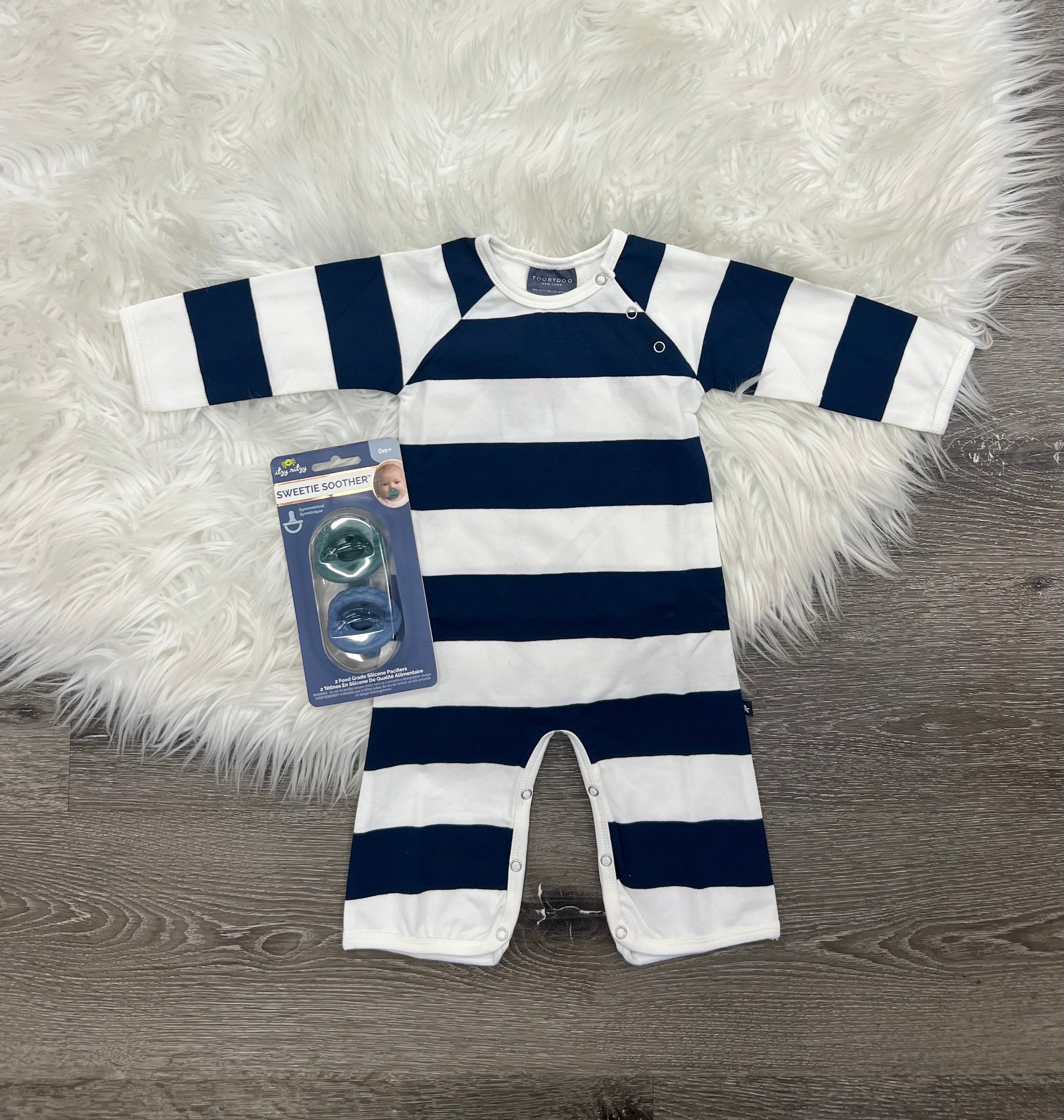 Toobydoo Blue And White Striped Bootcut Jumpsuit B10394