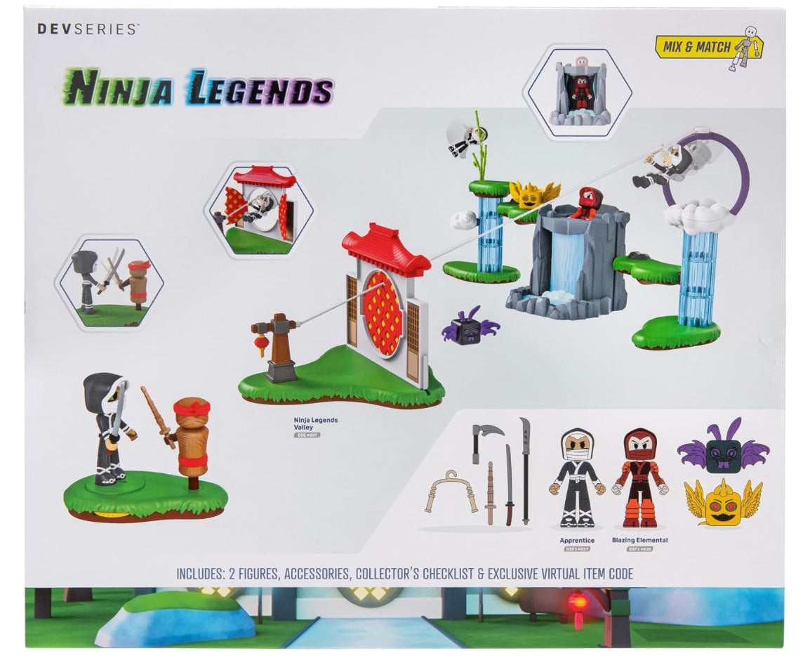 DevSeries Ninja Legends Valley Playset Action-Packed Playset with Five Interactive Play Zone, Two Figures, Accessories, and Exclusive Virtual Item Code