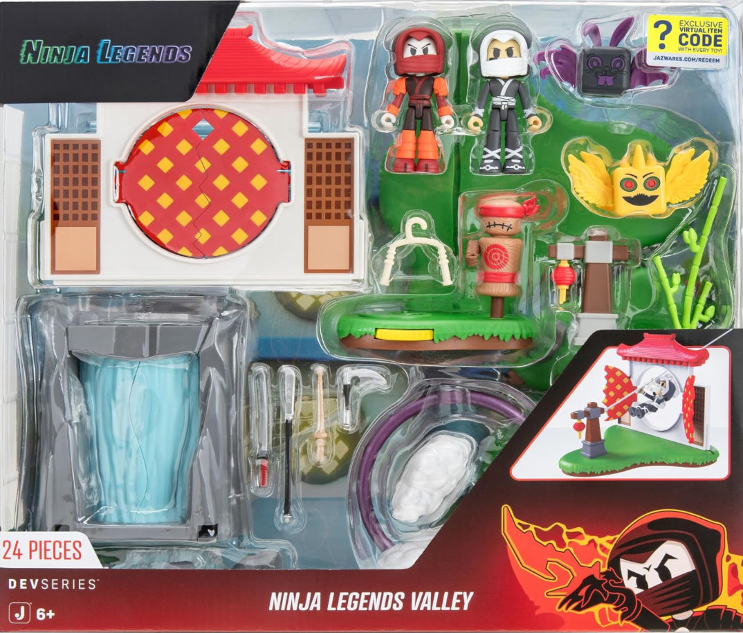 DevSeries Ninja Legends Valley Playset Action-Packed Playset with Five Interactive Play Zone, Two Figures, Accessories, and Exclusive Virtual Item Code