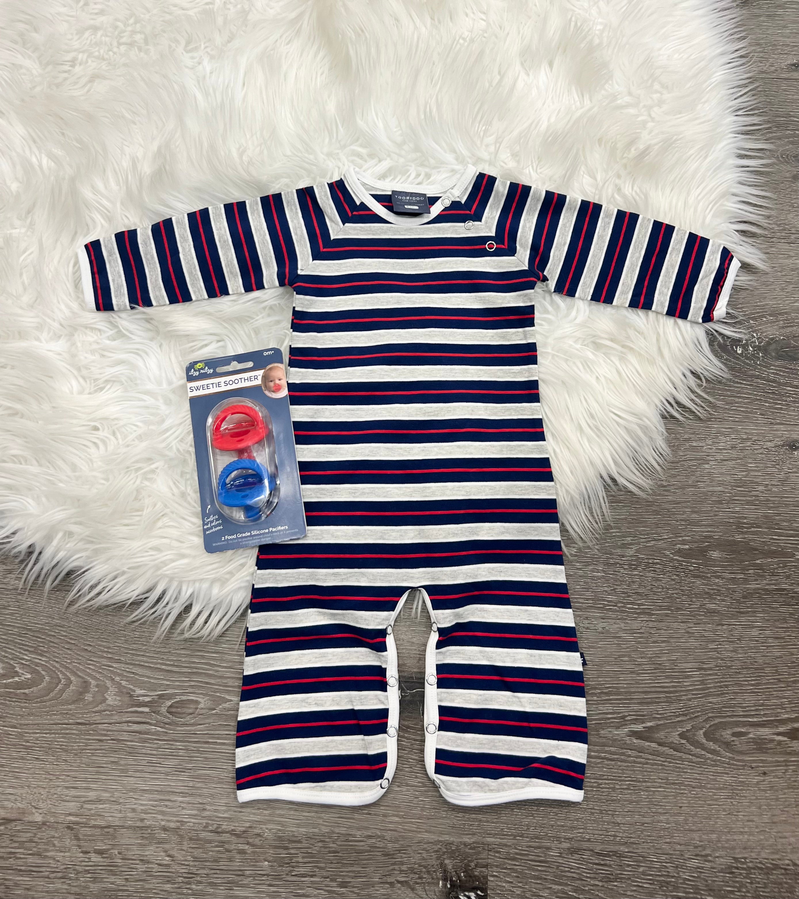 Toobydoo Red, Blue, White And Grey Jumpsuit