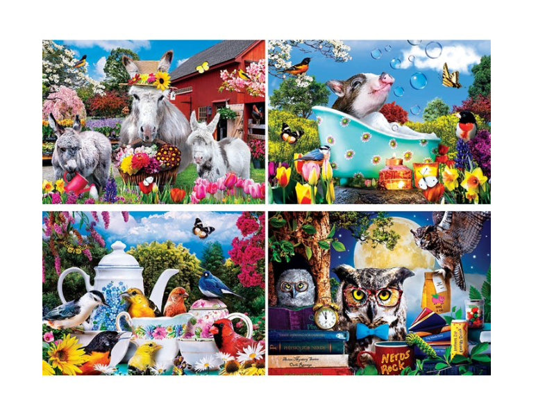 MasterPieces Wild and Whimsical 4 Pack 500 Piece Animal Jigsaw Puzzles