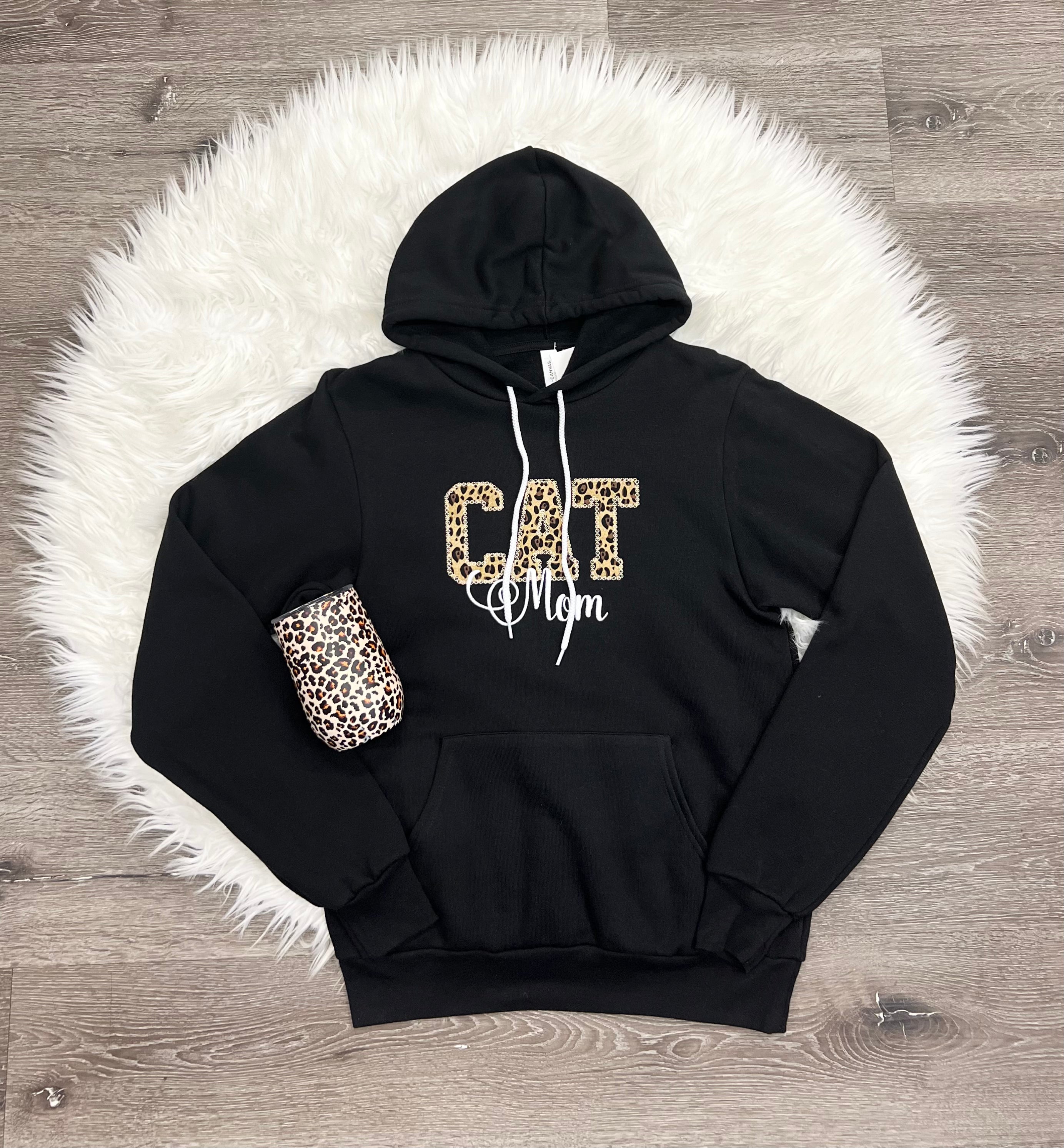 Embroidered Cat Mom Hoodie