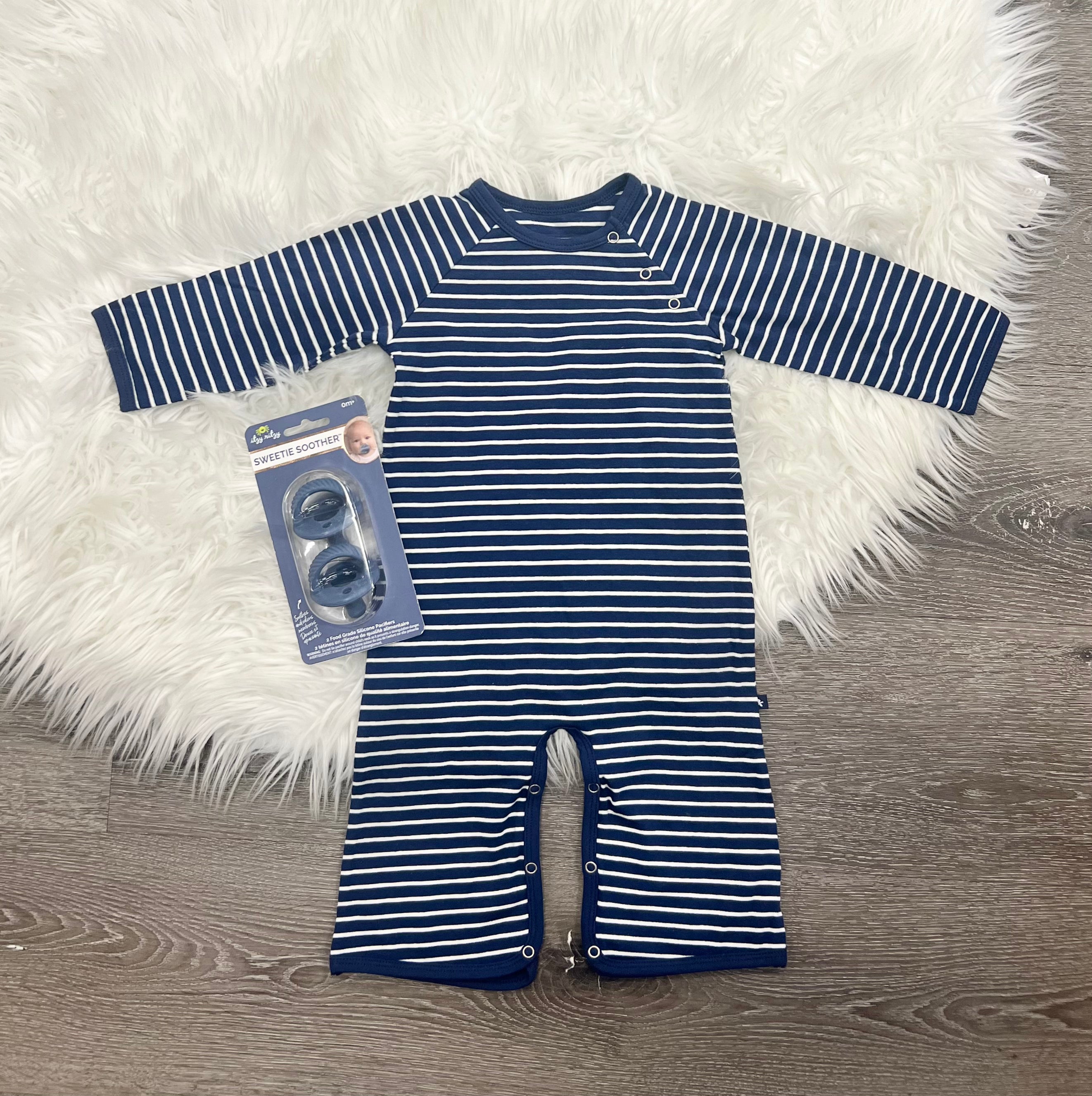 Toobydoo Blue And White Striped Jumpsuit