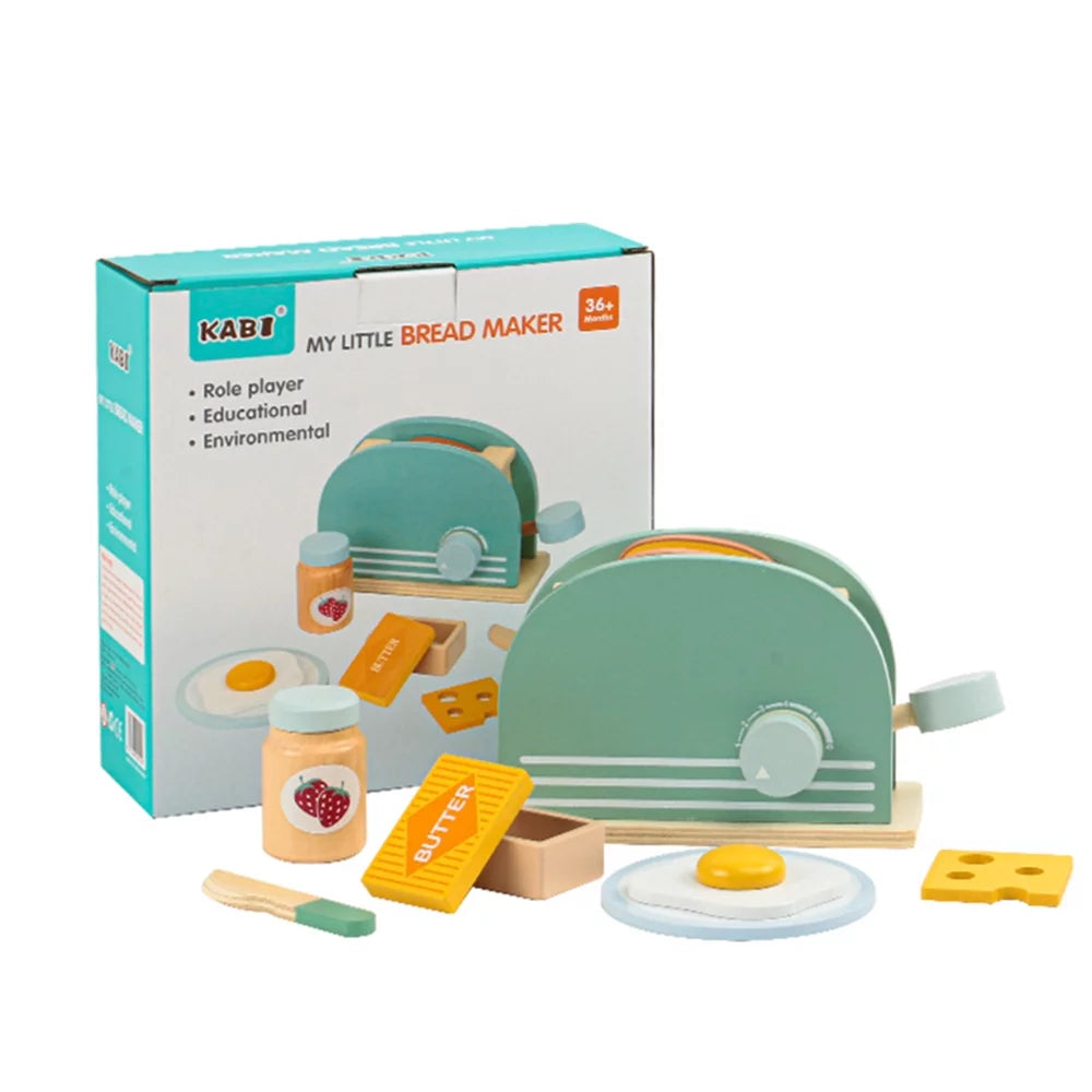 Wooden Toy-Pop up Toaster Play Kitchen Playset (11 pieces)