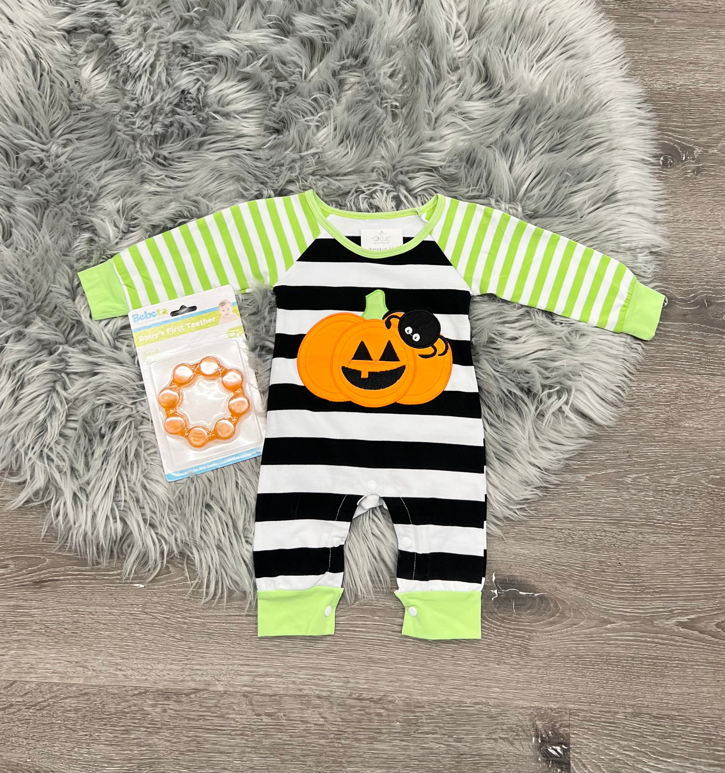 Pumpkin Spider Stripe Jumpsuit