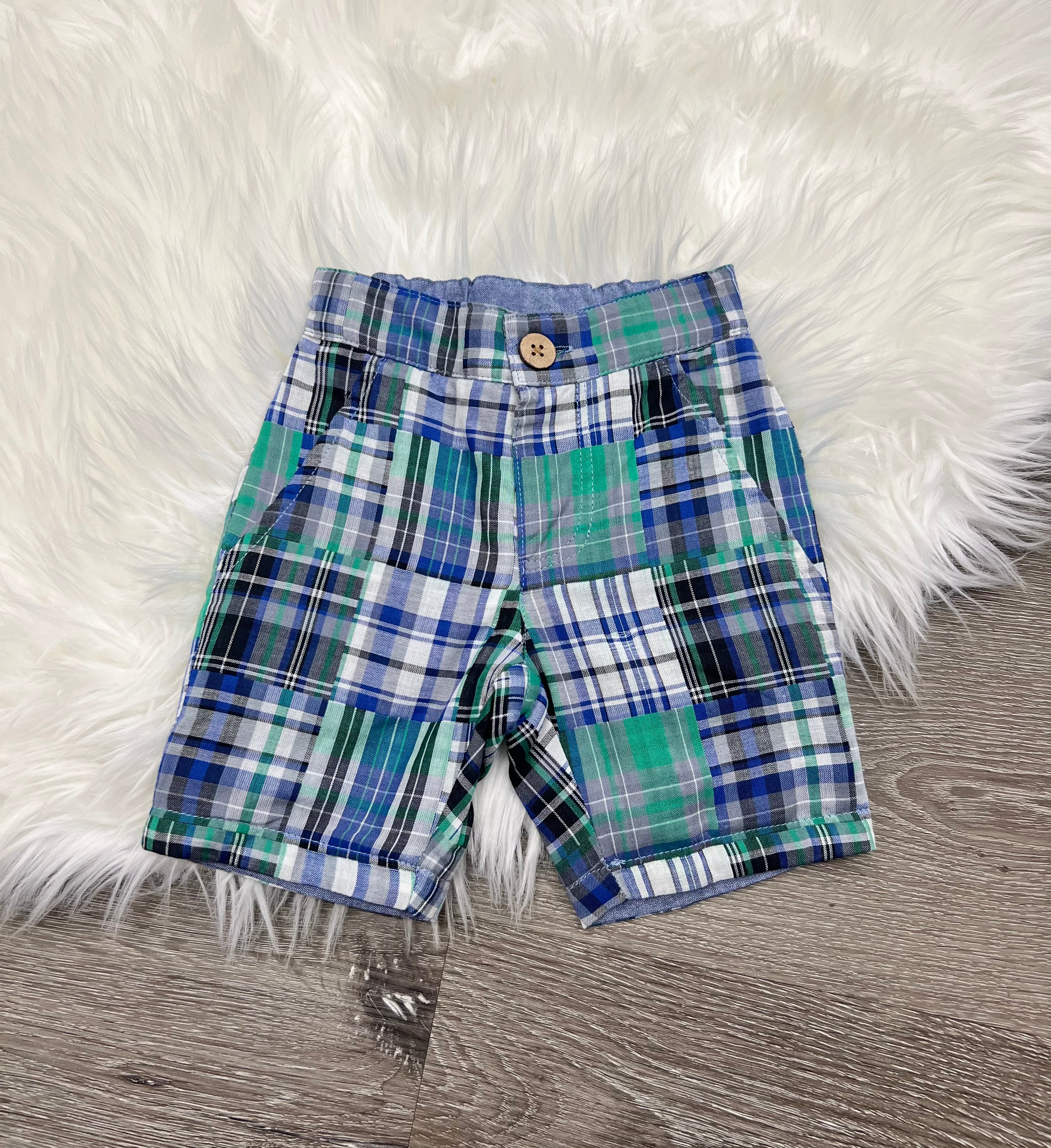 FORE!! Green & Blue Plaid Shorts