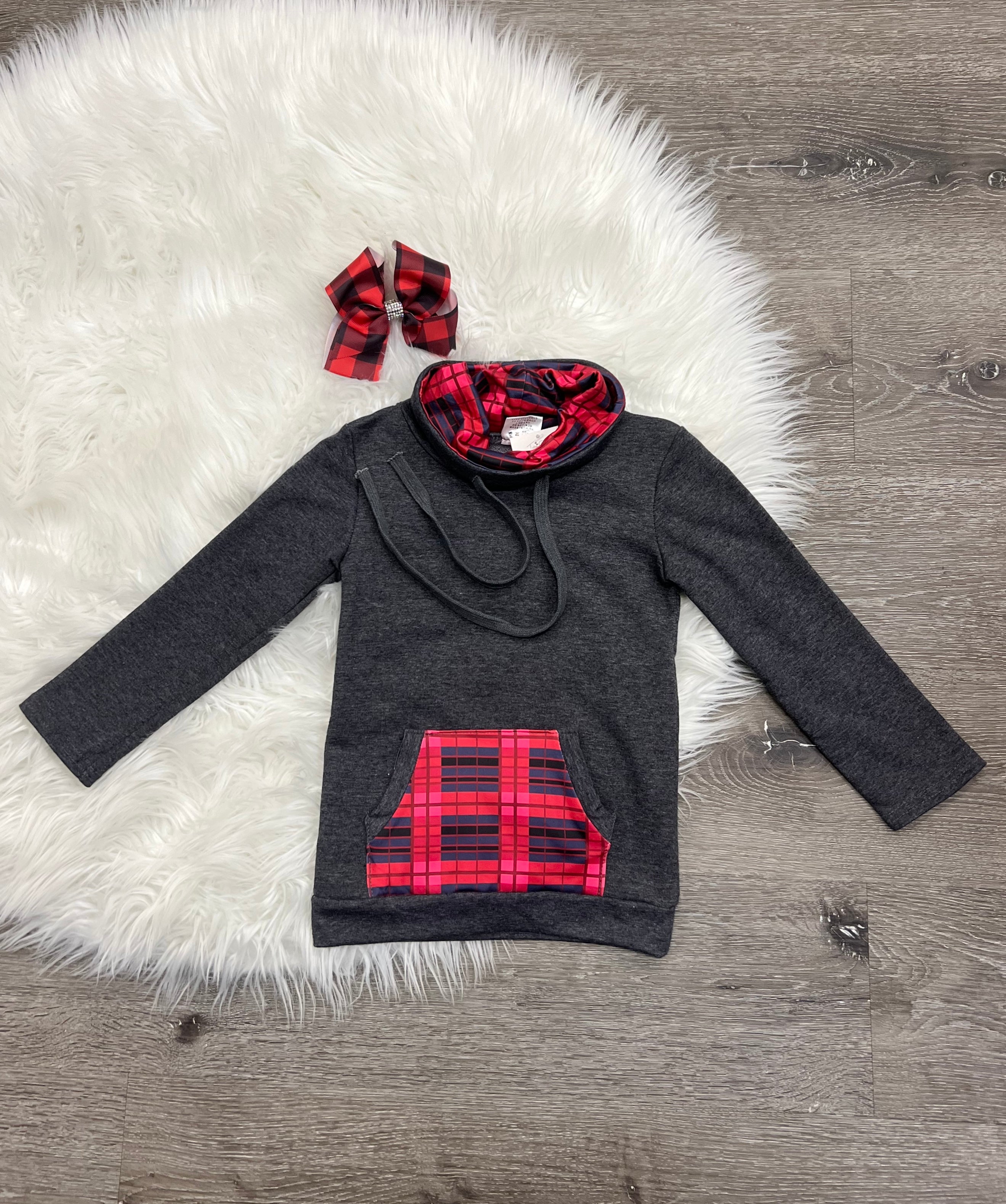 Buffalo Plaid Cowl Neck