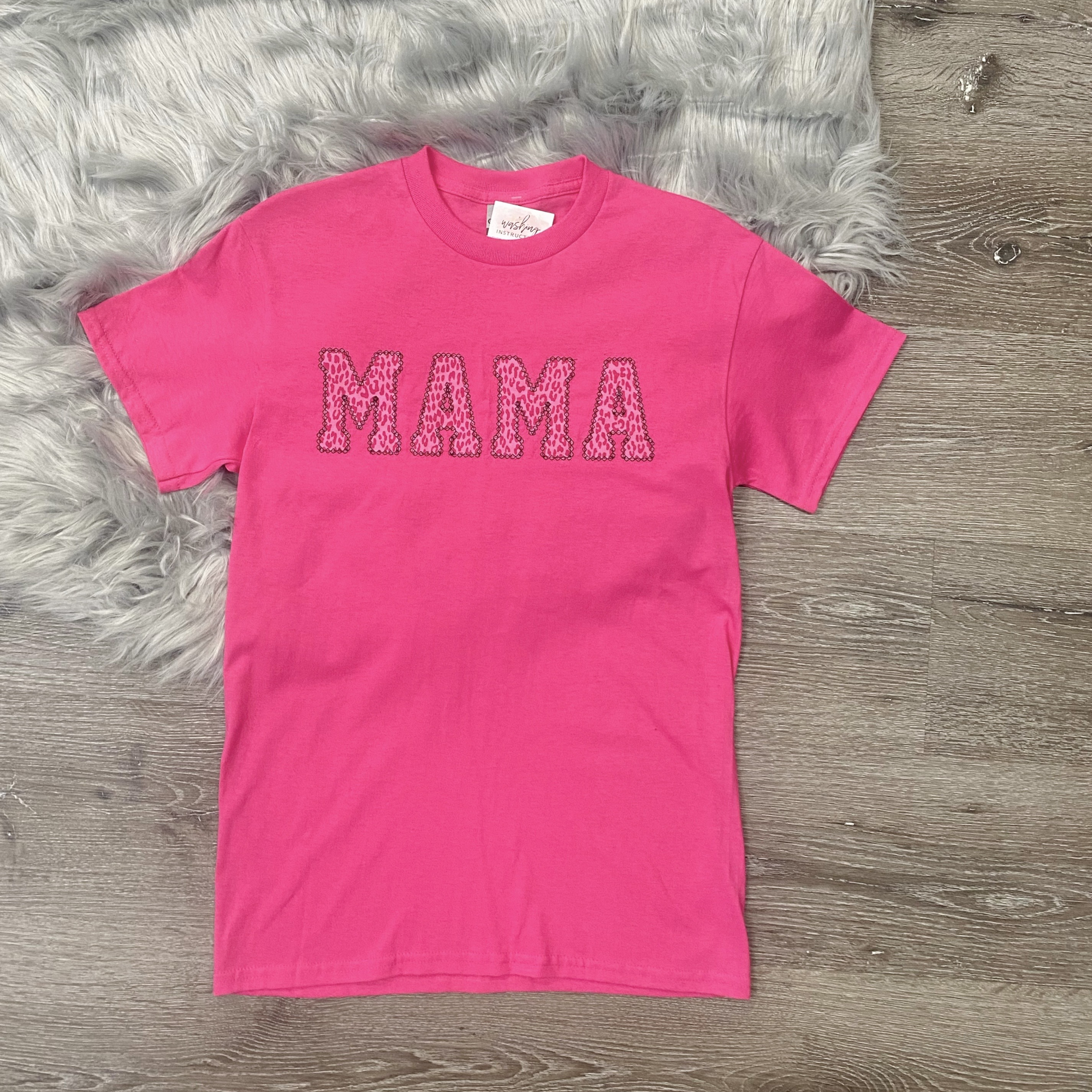 Buy pink-leopard-mama Embroidered MAMA T