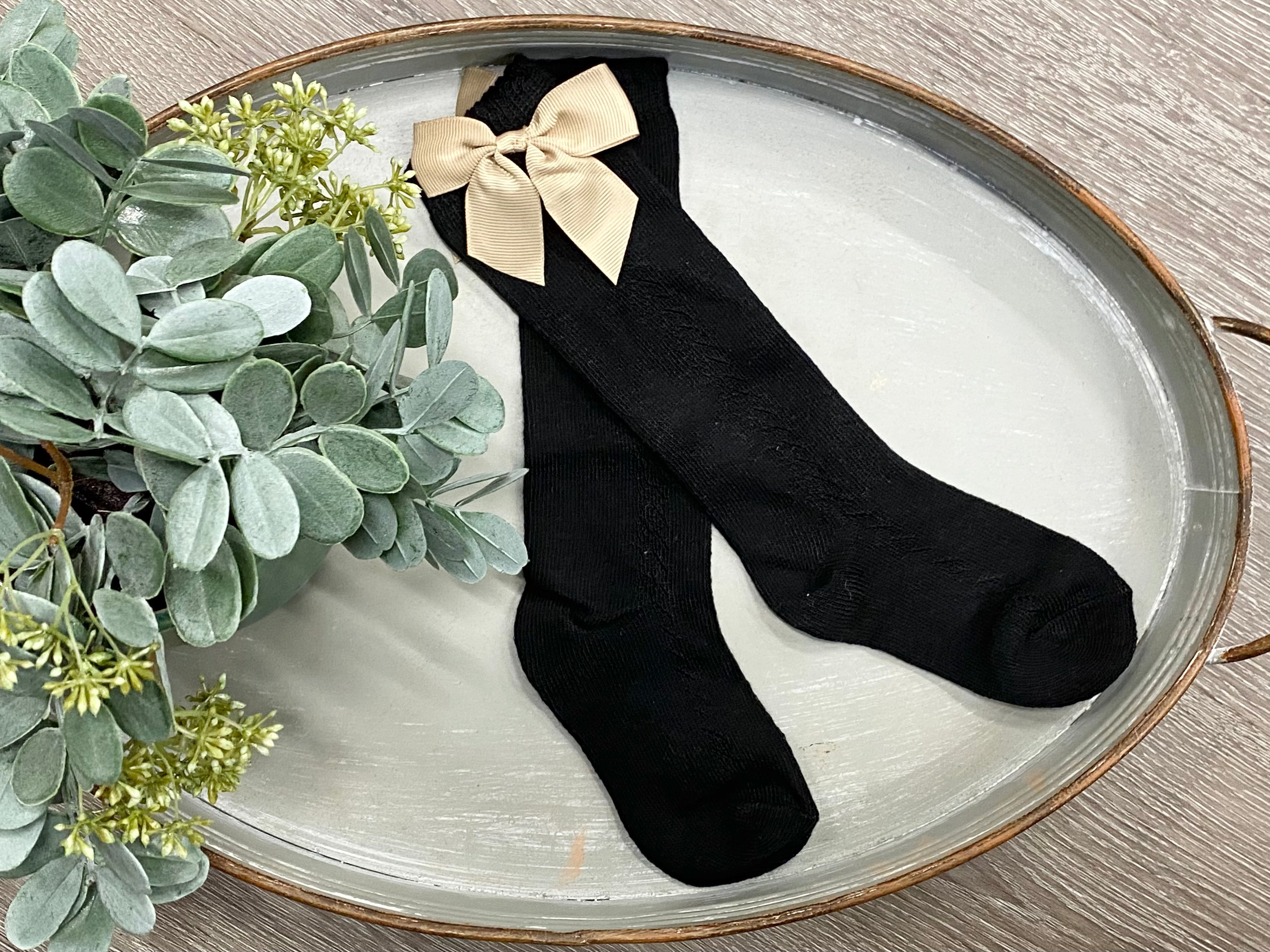 Buy black Beautiful Bow Decorated Socks