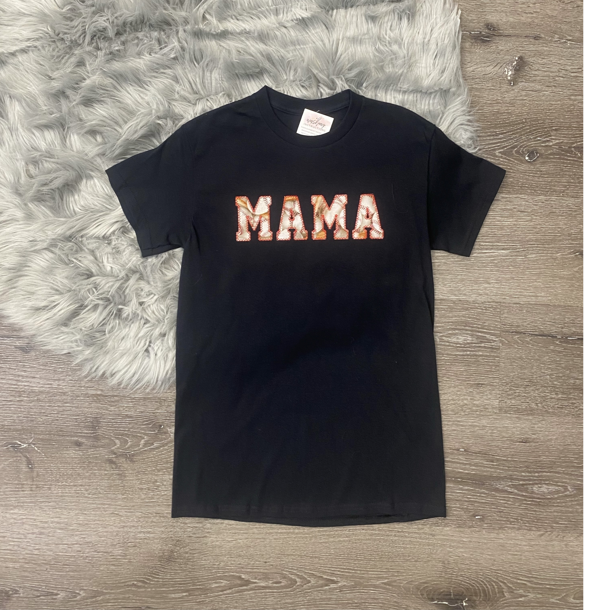 Buy black-baseball-mama Embroidered MAMA T