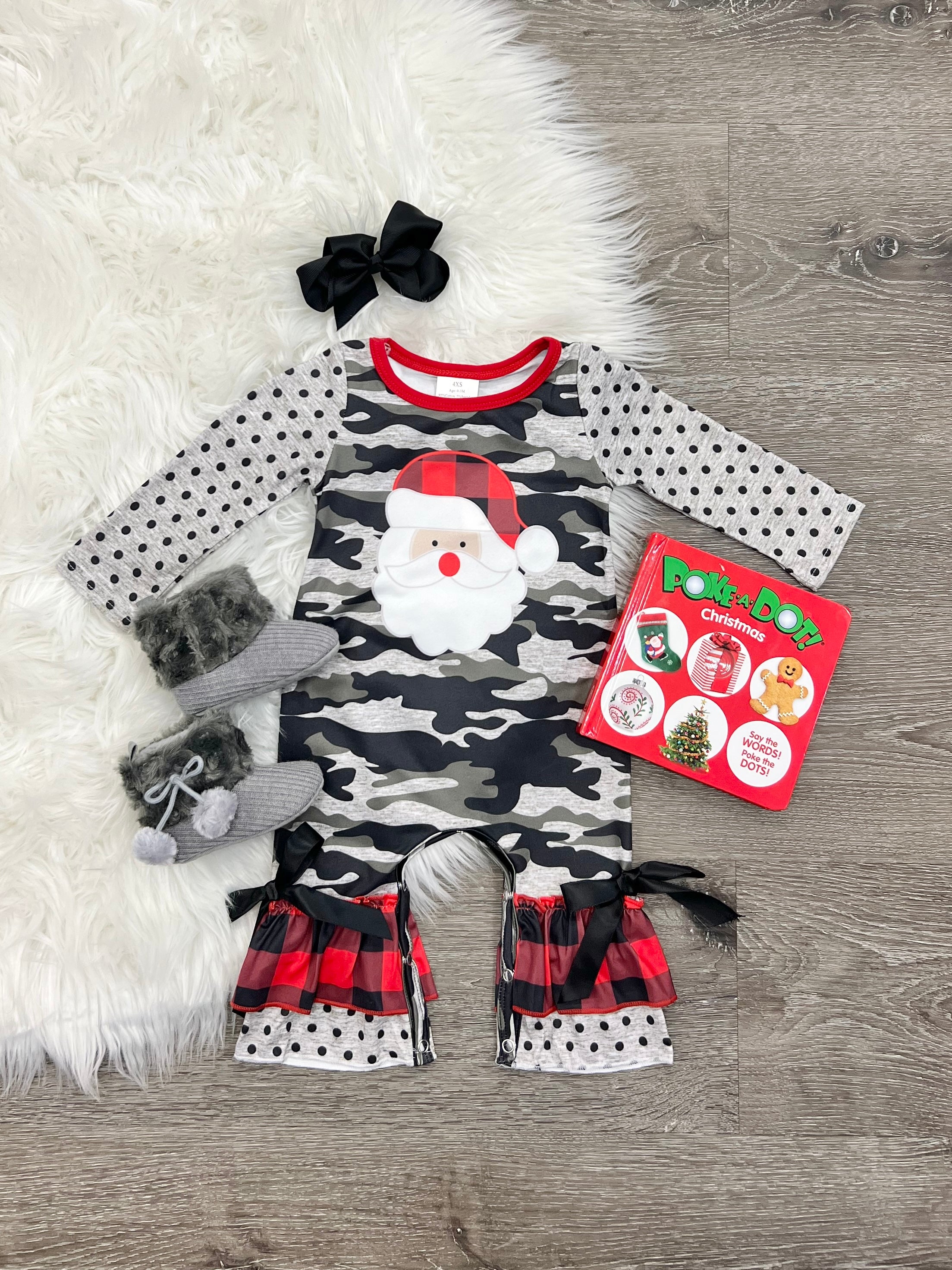 Camo Santa Ruffle Romper