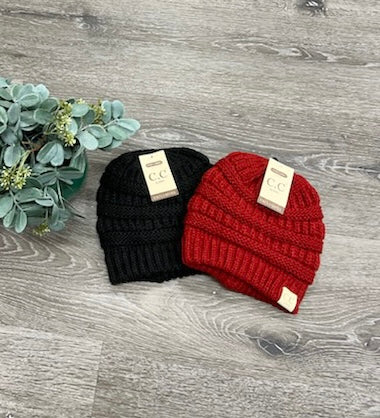 CC Solid Fuzzy Lined Beanie Hat